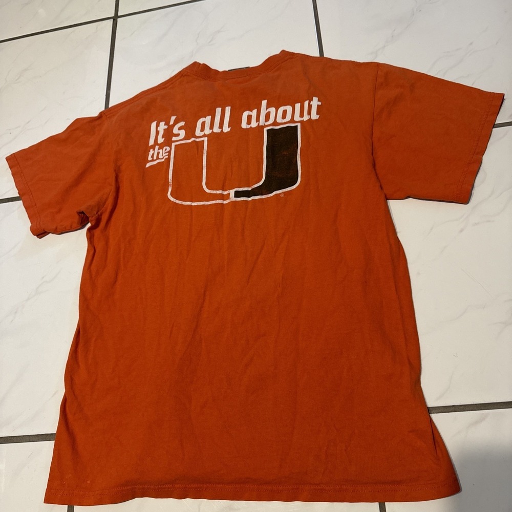 VTG Y2K Nike Team Center Check Miami Hurricanes It's All About The U T-Shirt M